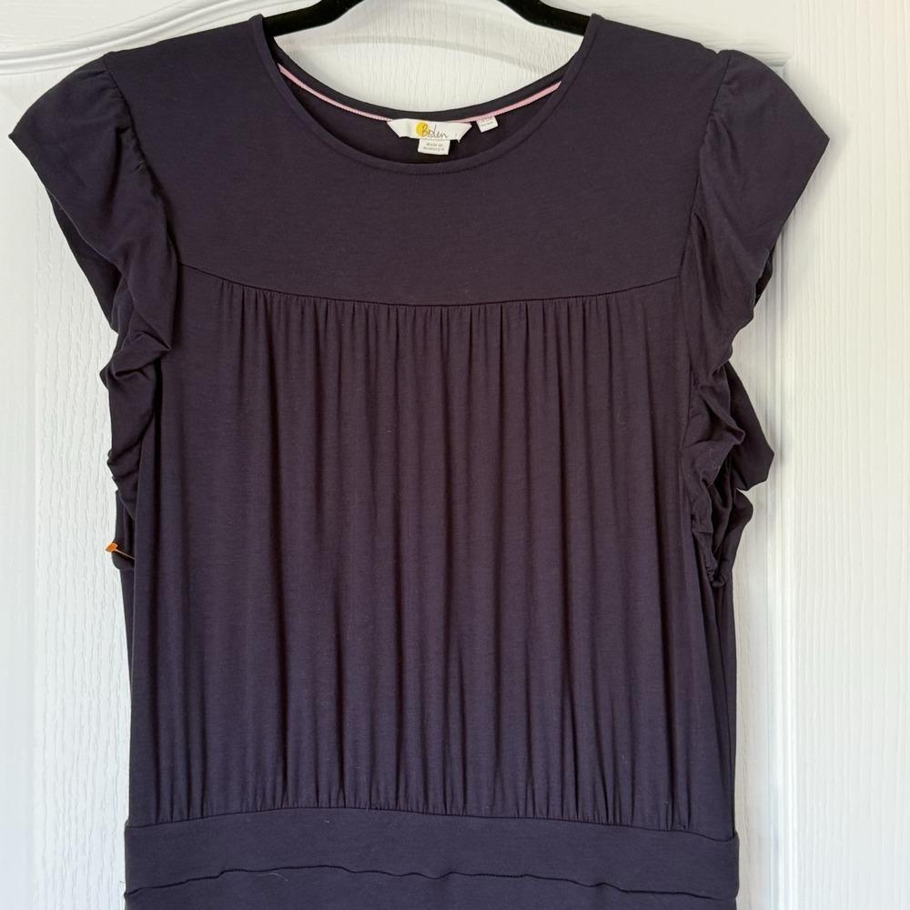 Boden‎ Navy Blue Jersey Dress Fit and Flare Cap Sleeve size 8R Knee length